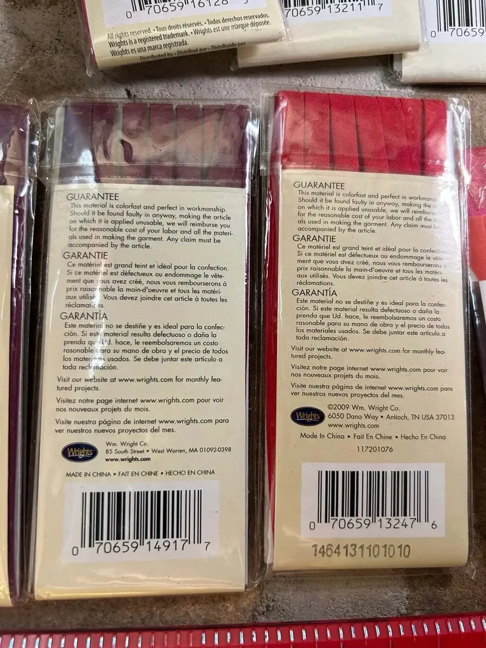 Wrights Bias Tape Berry, Pink , purple, red see photos lot of 11